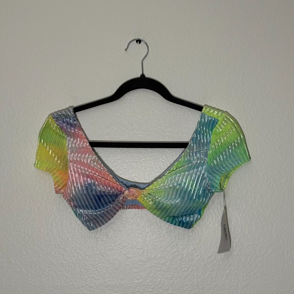 Dippin Daisys Vision Top NWT Velvet Velour Rainbow Ombre Small